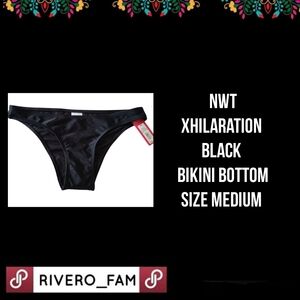 NWT | XHILARATION | BLACK BIKINI BOTTOM | SIZE MEDIUM
